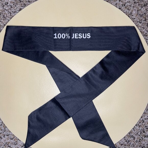 Accessories - "100% Jesus" Black Ribbon Headband / Tie